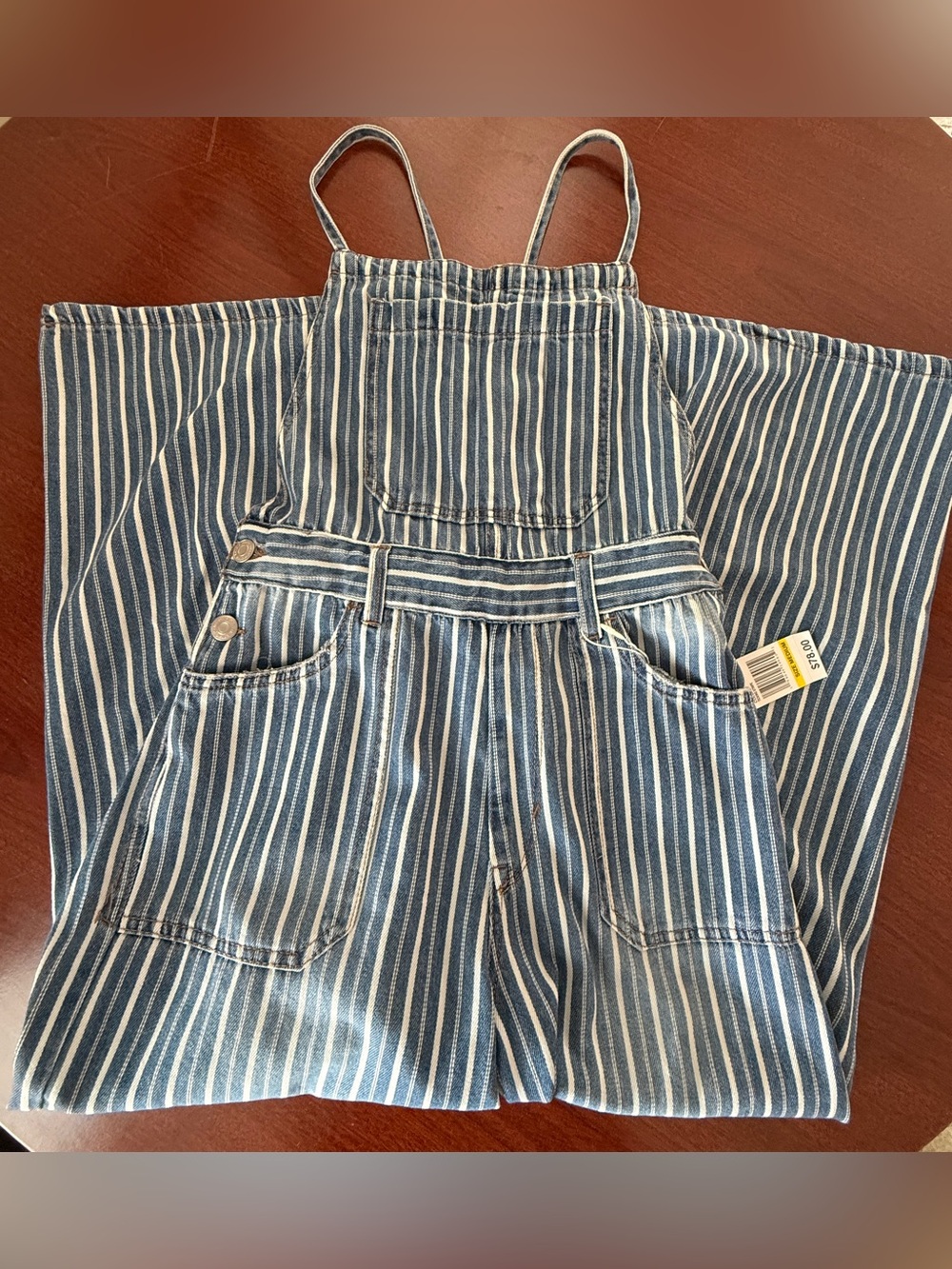 Kensie Jeans Drapey Denim 100% Cotton Cropped Tie Overalls in Medium- NWT - Picture 4 of 15
